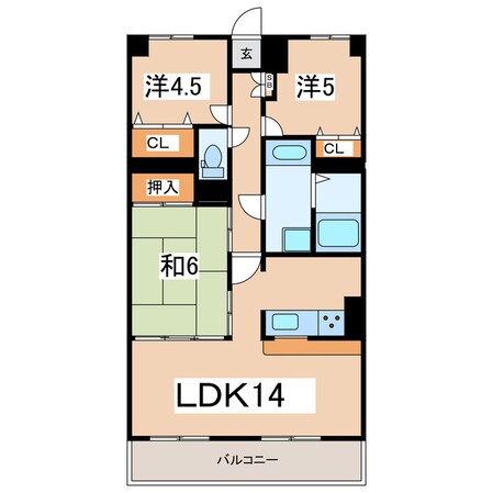 郡山駅 徒歩12分 13階の物件間取画像